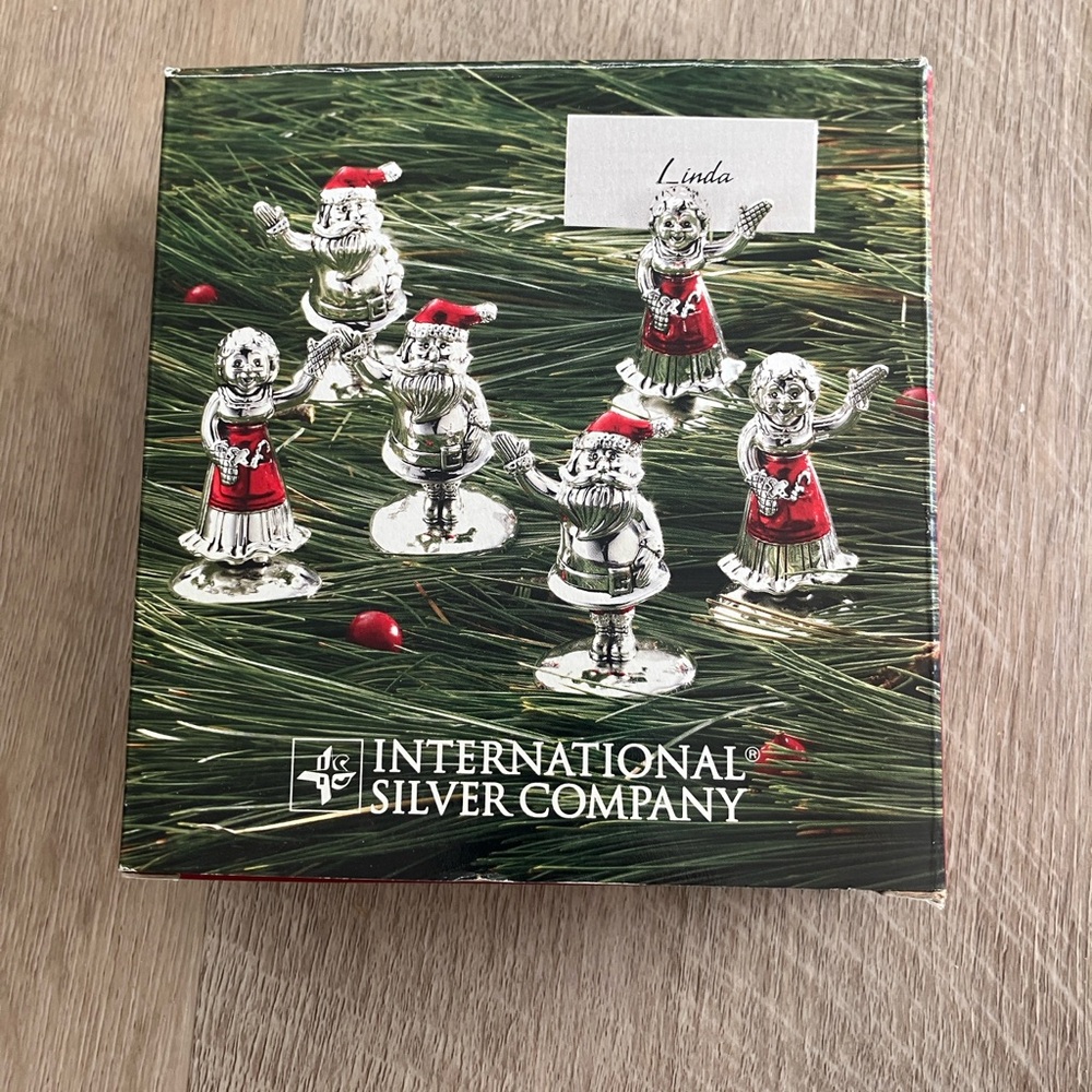 International Silver Company Festive Holiday Figurines - Silver and Red